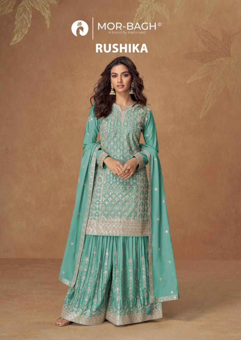 Aashirwad Mor Bagh Rushika Chinon Silk Salwar Kameez