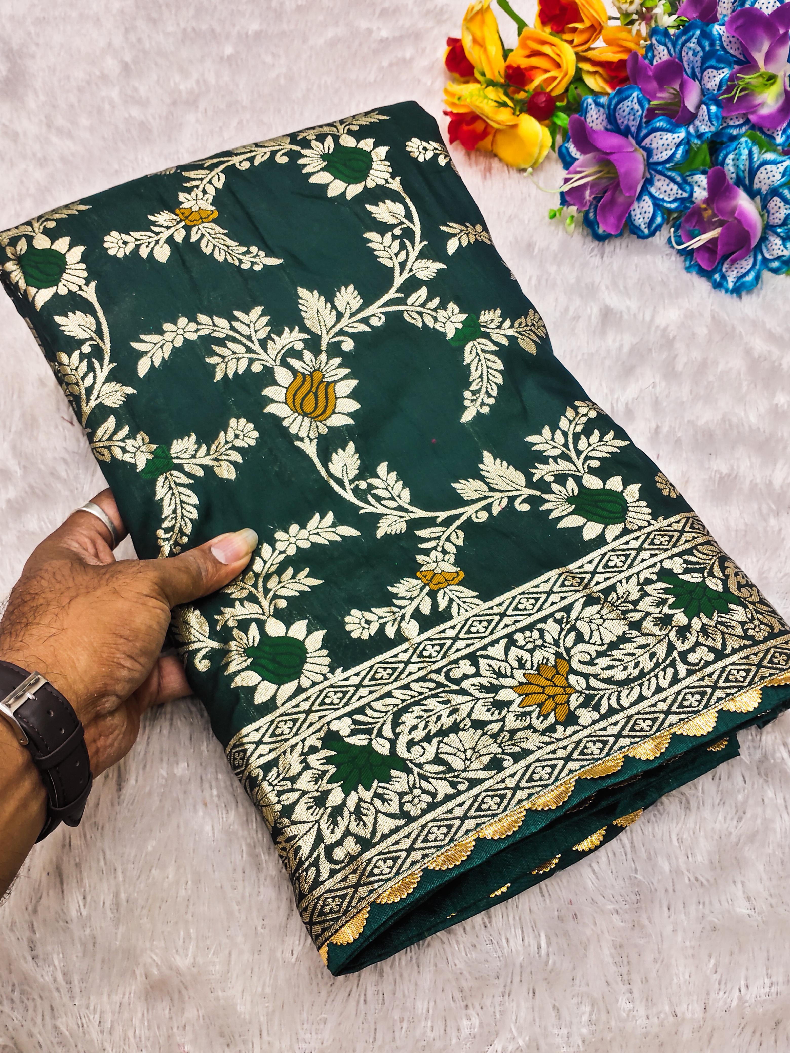 lekha MN Flower Valley Viscose Dola Silk Meenakari Weaving Saree Collection