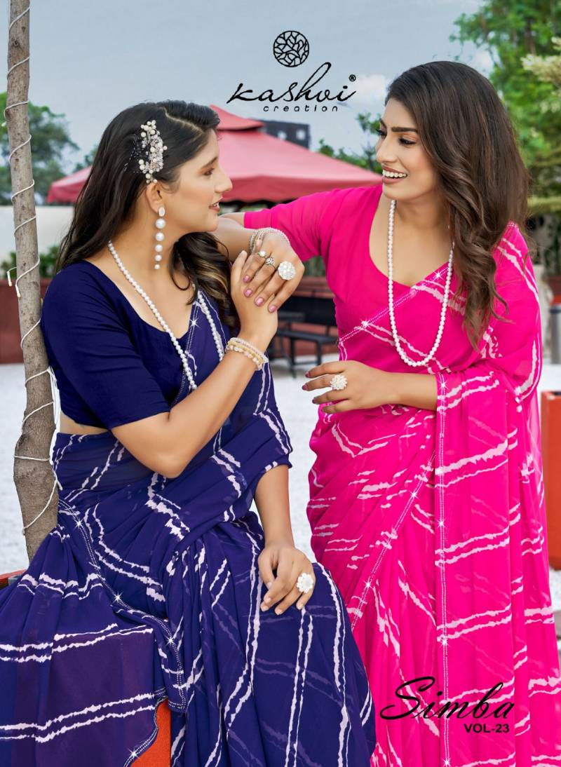 Kashvi Simba Vol 23 Georgette Lehariya Printed Saree