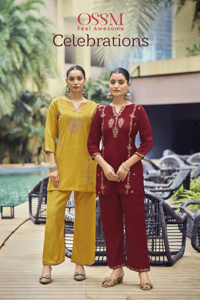 Ossm Celebrations Co Ord Set Viscose Roman Silk Western Collection