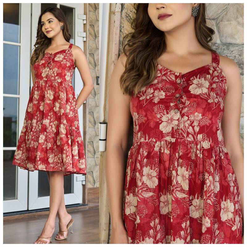 Naisha K 134 Cotton Casual Wear Midi Dress Collection