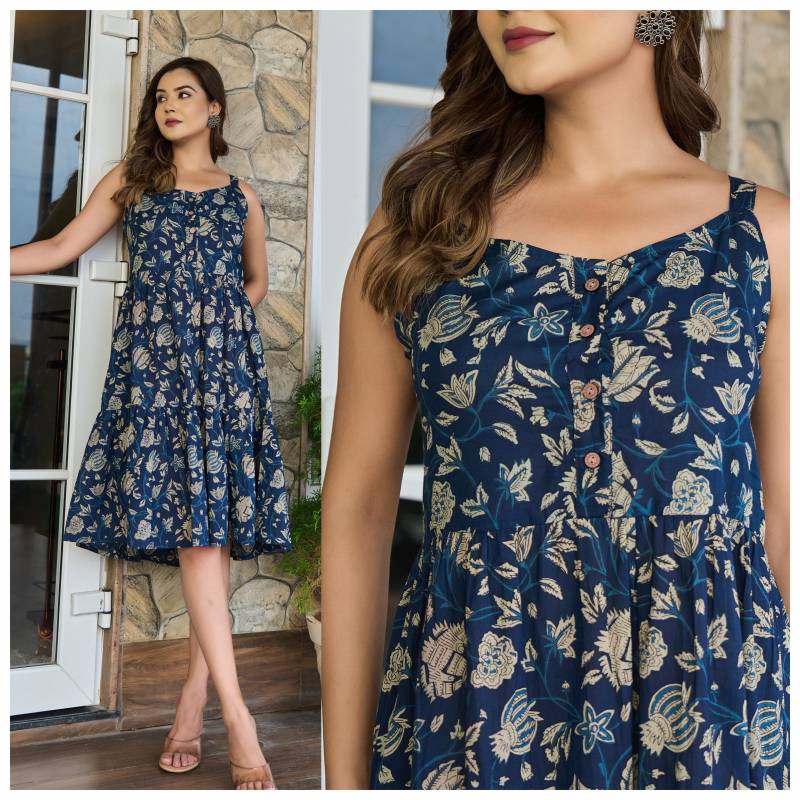 Naisha K 134 Cotton Casual Wear Midi Dress Collection