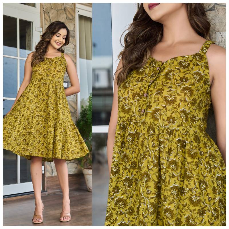 Naisha K 134 Cotton Casual Wear Midi Dress Collection