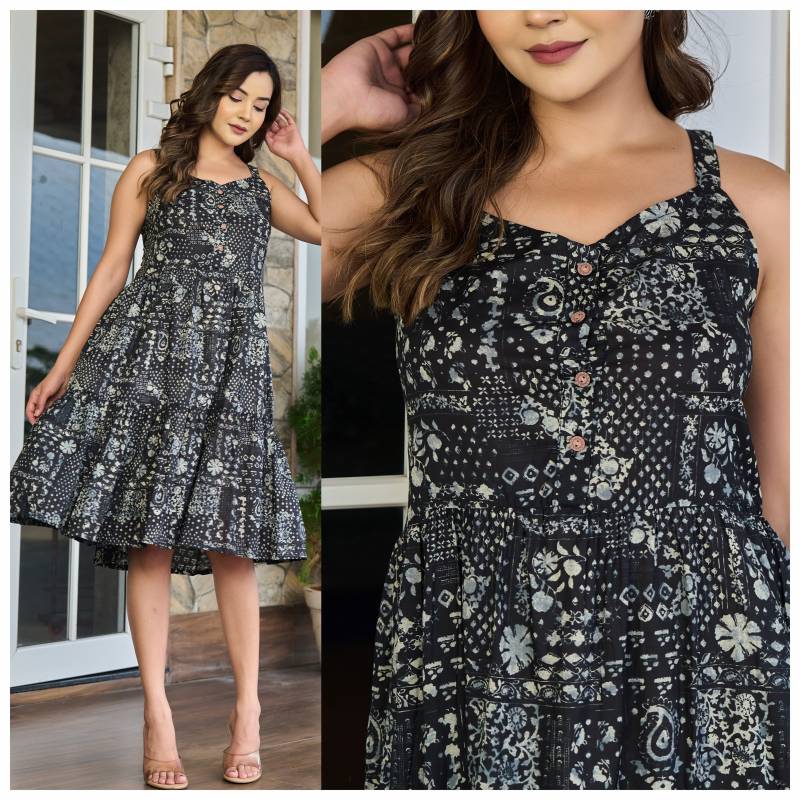 Naisha K 134 Cotton Casual Wear Midi Dress Collection