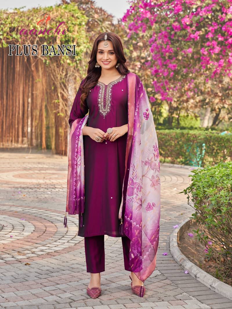 Aanchi Plus Bansi Rangeela Silk Kurti Bottom With Dupatta