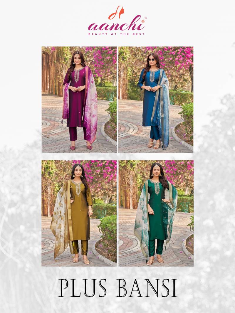 Aanchi Plus Bansi Rangeela Silk Kurti Bottom With Dupatta