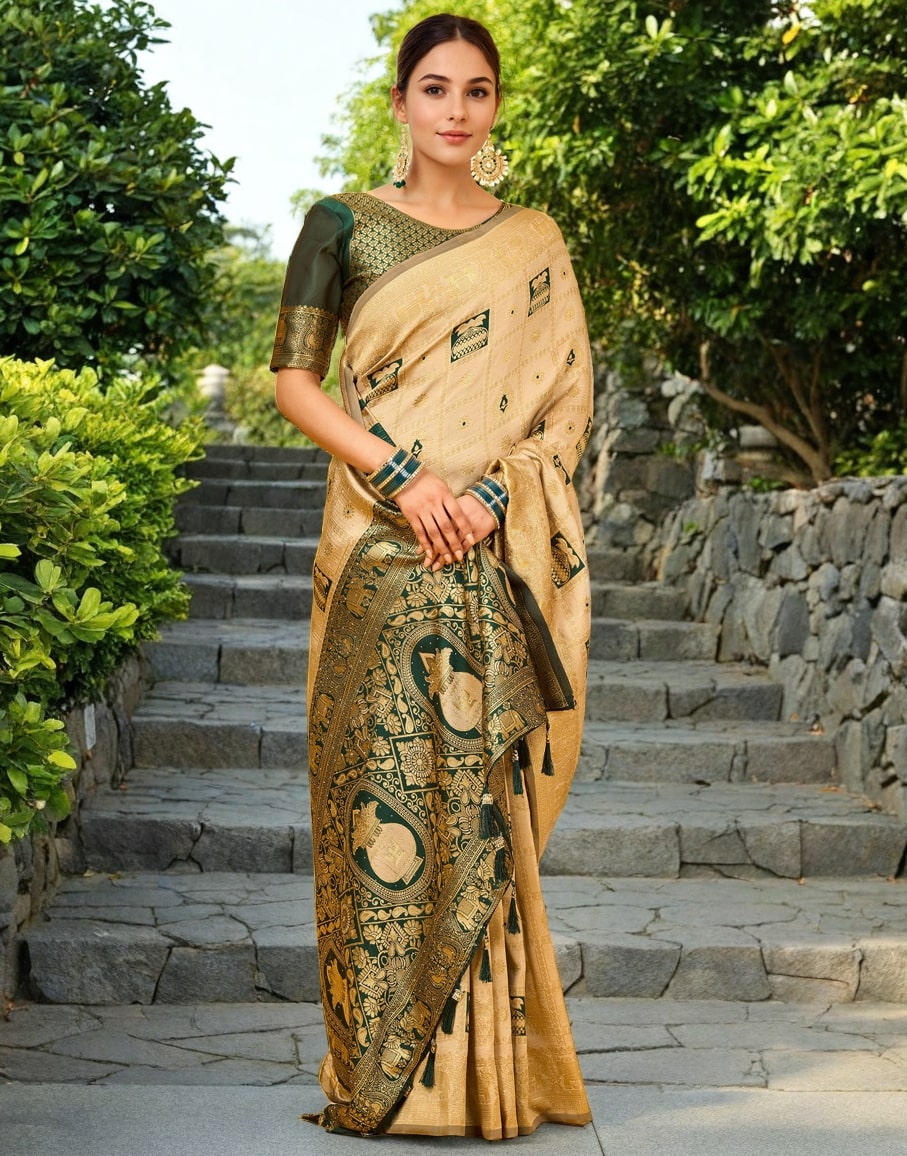Meera 285 Party Wear Zari Weaving Worked Paithani Silk Saree with Un Stitched Blouse