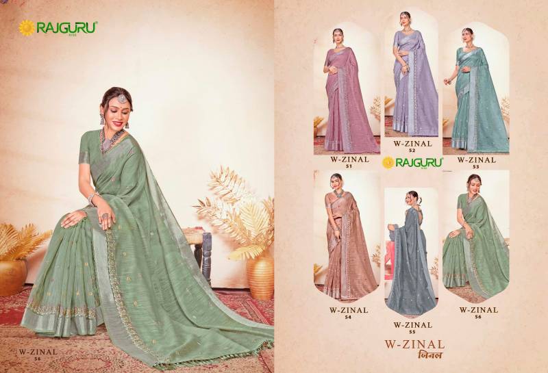 Rajguru Zinal Cotton With Embroidery Work Fancy Saree