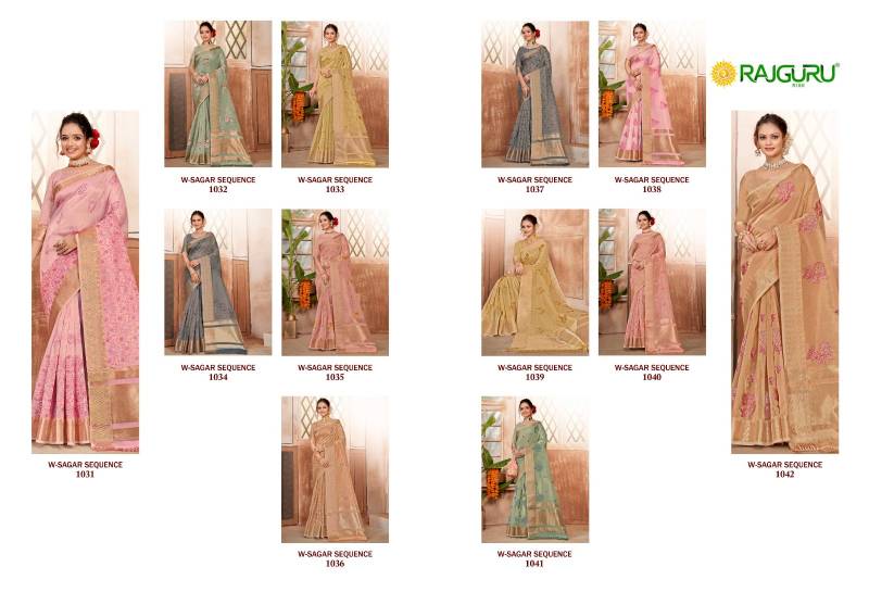 Rajguru Sagar Sequence Cotton Chanderi Base Embroidery Saree