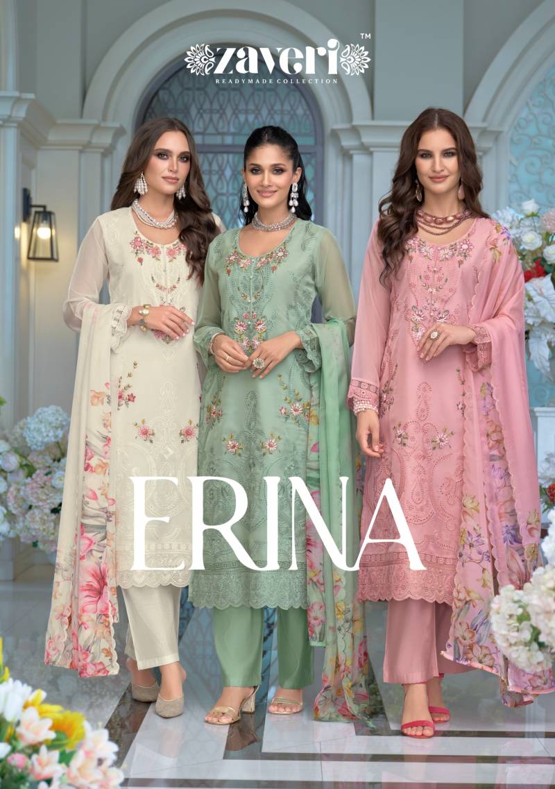 Zaveri Erina Organza Emboidered Ready Made Suits