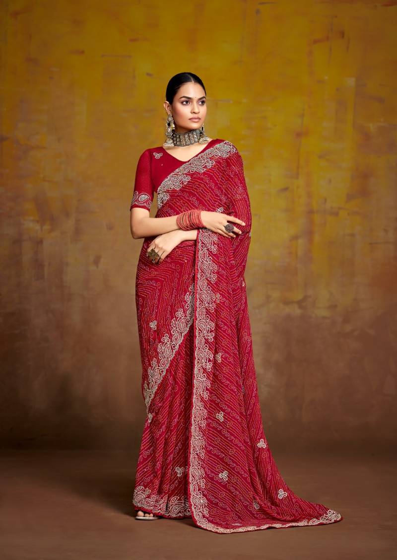 Stavan Bindni Georgette Fancy Sarees Collection