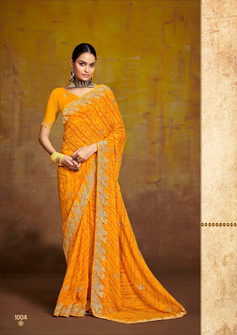 Stavan Bindni Georgette Fancy Sarees Collection