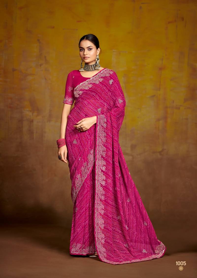 Stavan Bindni Georgette Fancy Sarees Collection