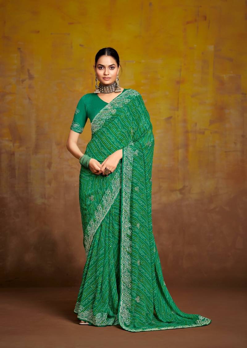 Stavan Bindni Georgette Fancy Sarees Collection