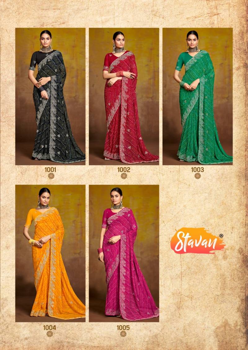 Stavan Bindni Georgette Fancy Sarees Collection