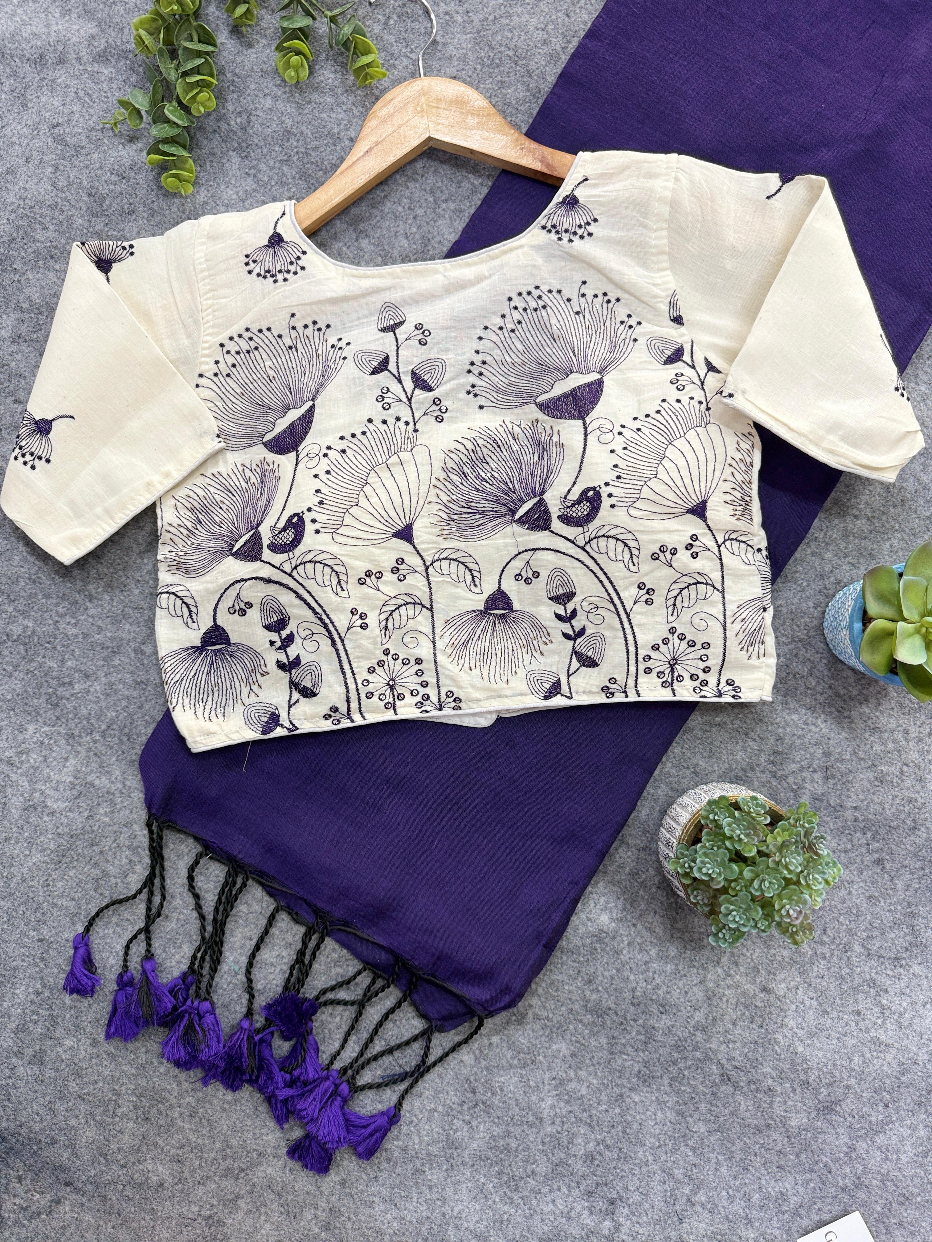Lekha Cf 116 Khadi Cotton Plain Saree With Embroidery Blouse