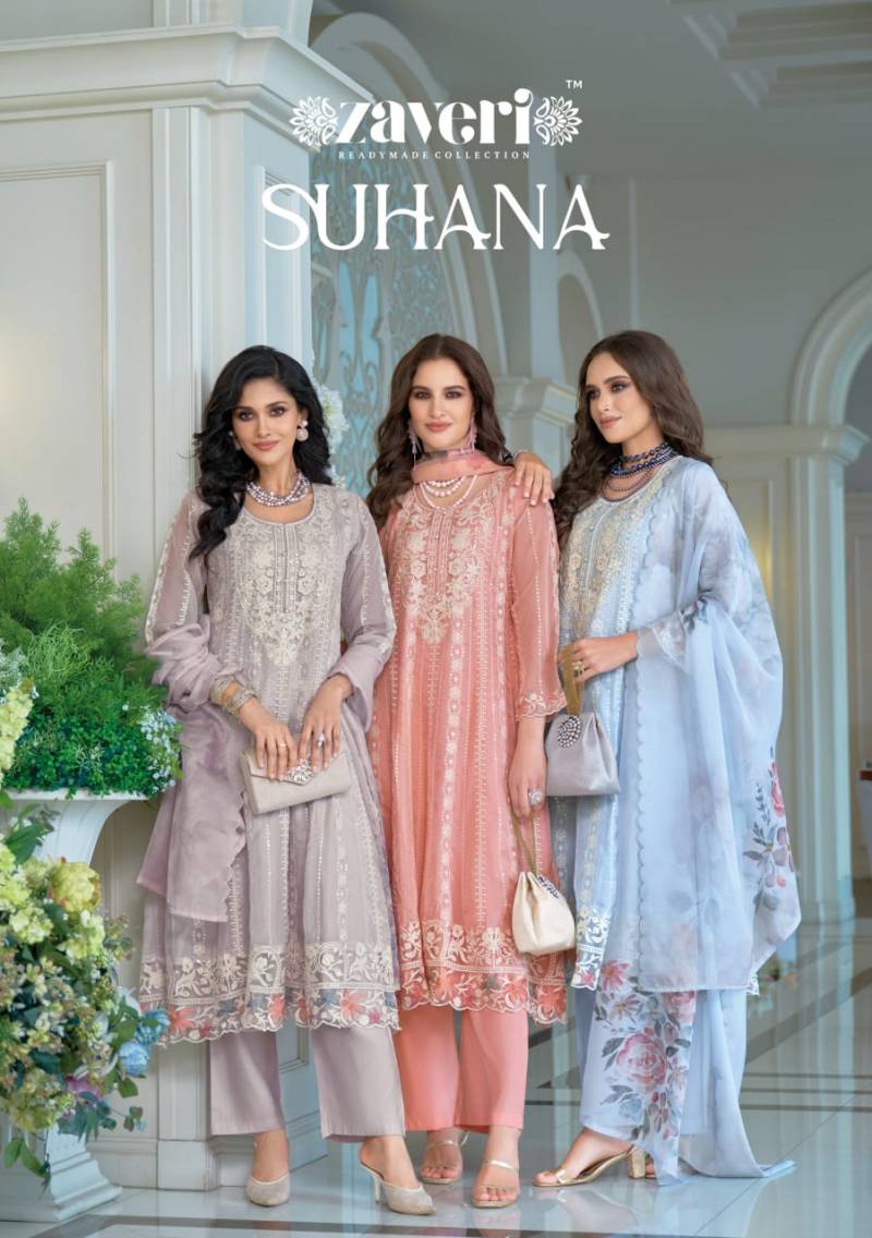 Zaveri Suhana Organza Emboidered Ready Made Suits