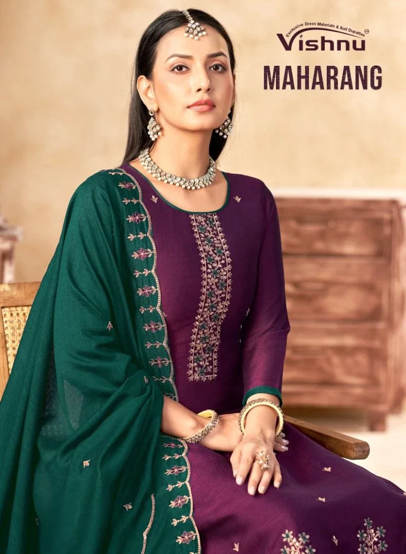 Vishnu Maharang Vichitra Silk Fancy Dress Material Collection