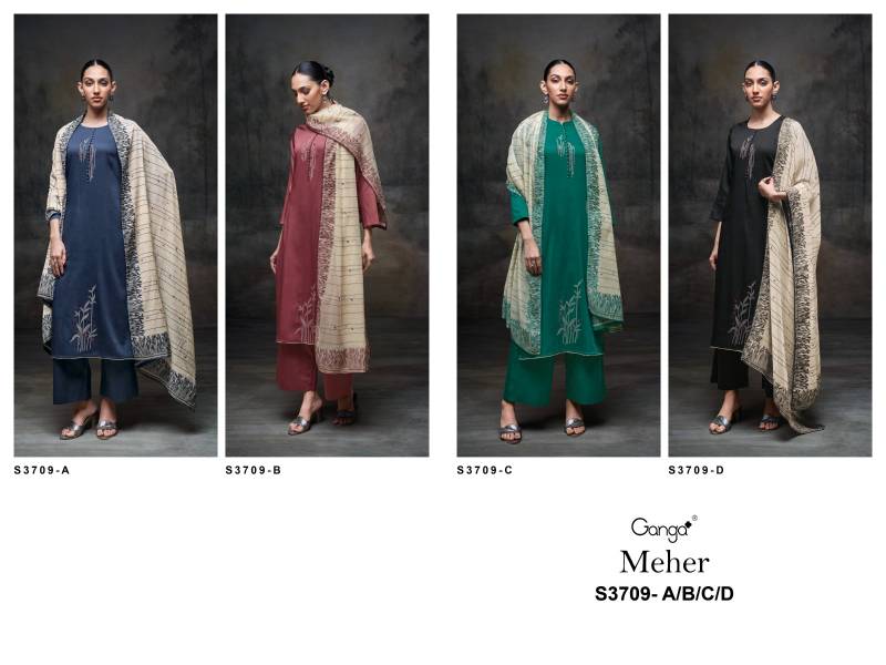 Ganga Meher Cotton Satin Solid Salwar Kameez