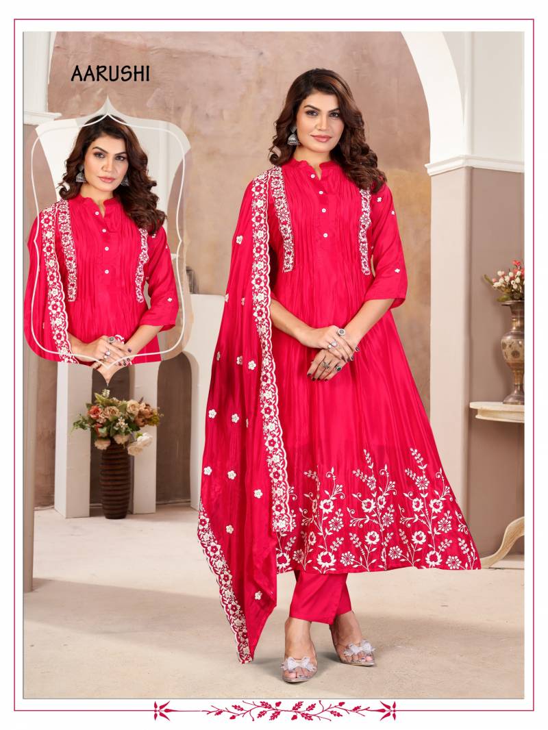 Alinee Aarushi Chinon Viscose Kurti Bottom With Dupatta