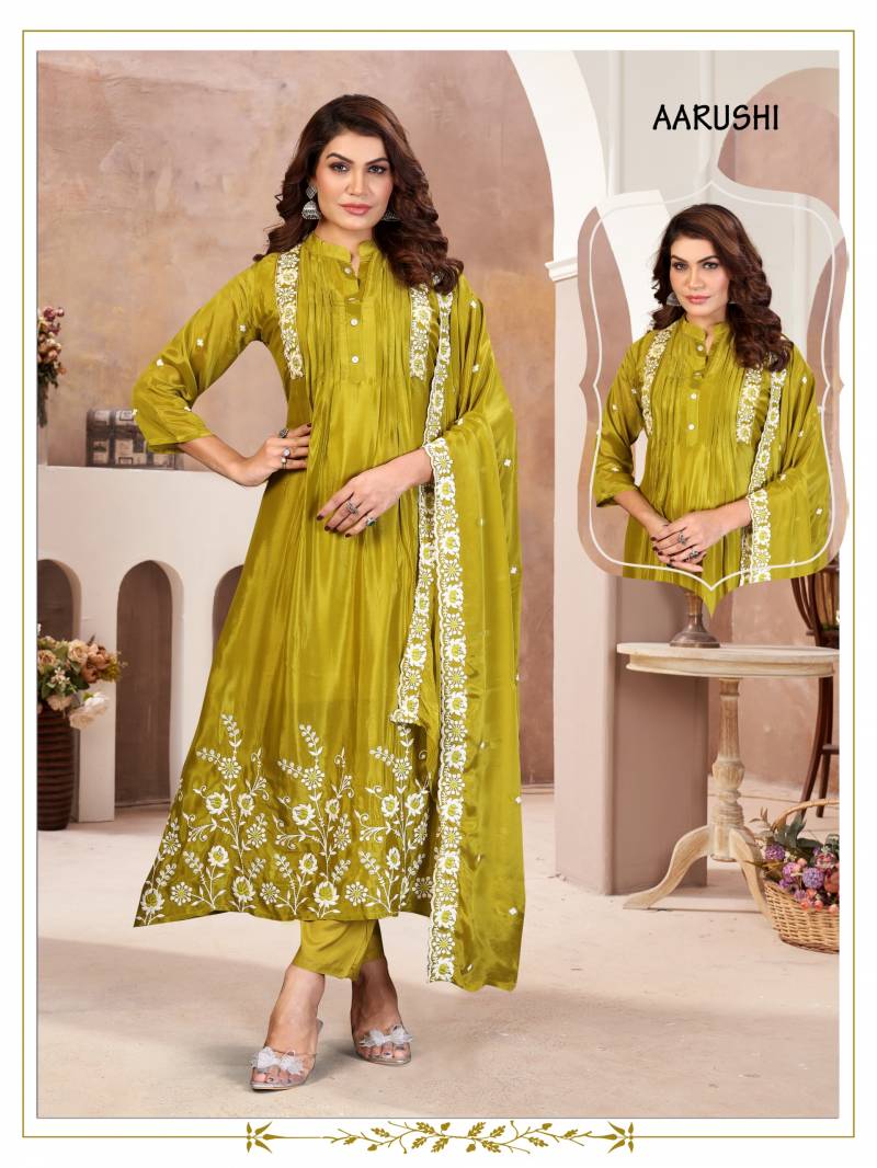 Alinee Aarushi Chinon Viscose Kurti Bottom With Dupatta