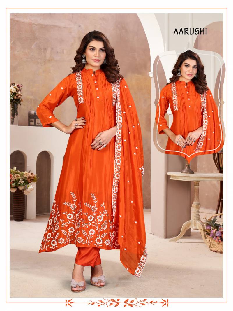 Alinee Aarushi Chinon Viscose Kurti Bottom With Dupatta