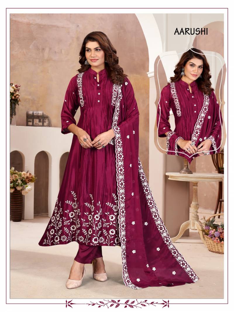 Alinee Aarushi Chinon Viscose Kurti Bottom With Dupatta
