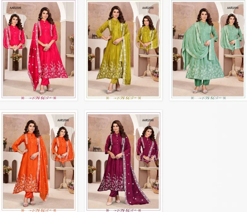 Alinee Aarushi Chinon Viscose Kurti Bottom With Dupatta