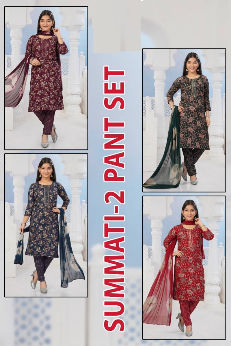 Summati 2 Pant Set Rayon Printed Readymade Collection