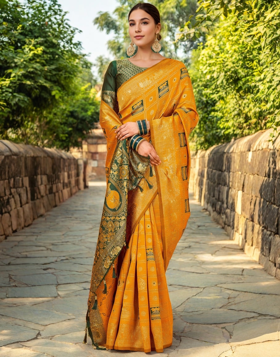 Meera 286 Party Wear Zari Weaving Worked Paithani Silk Saree with Un Stitched Blouse