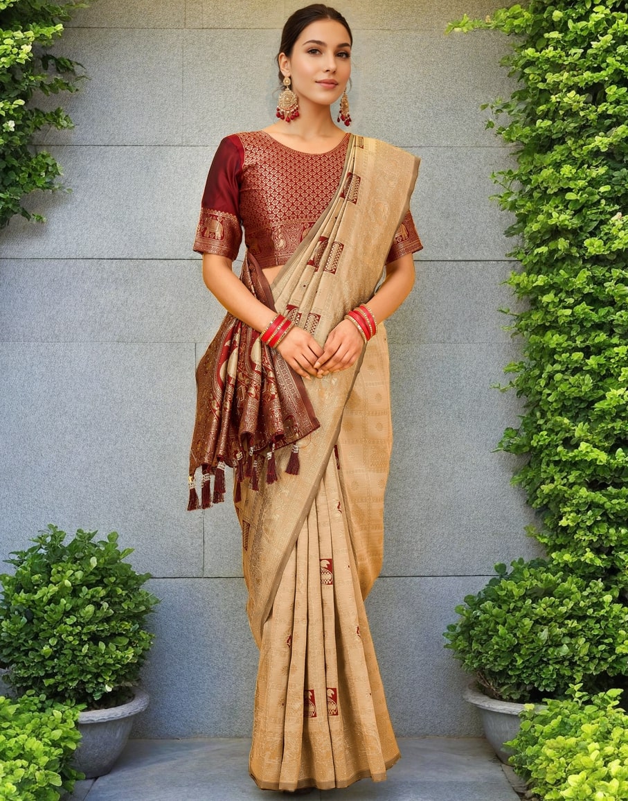 Meera 286 Party Wear Zari Weaving Worked Paithani Silk Saree with Un Stitched Blouse