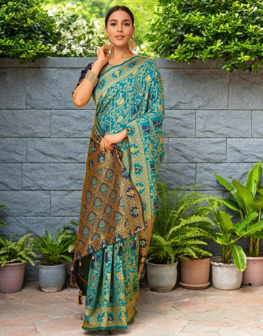 Meera 286 Party Wear Zari Weaving Worked Paithani Silk Saree with Un Stitched Blouse