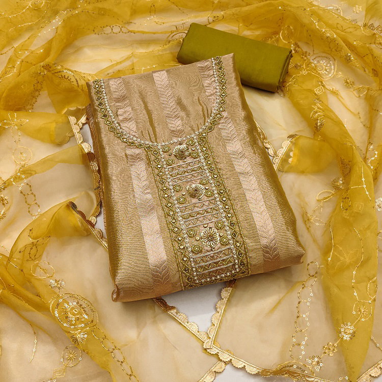 Kriti 11442 Party Wear Semi Stitched Handwork Viscose Organza top with Bottom and Dupatta Suit