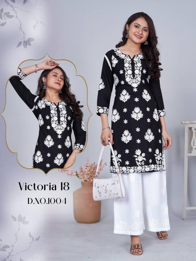 Blue Hills Victoria 18 Rayon Thread Work Kurti With Plazzo