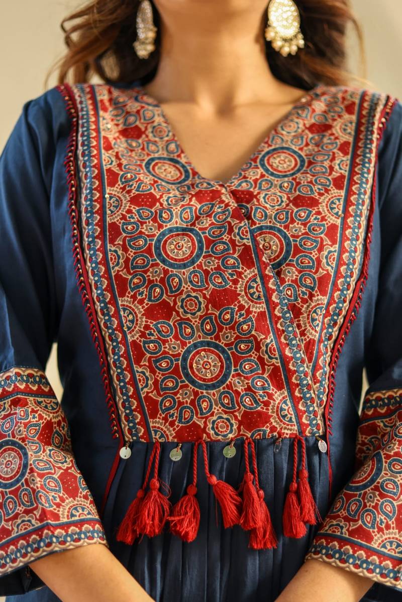 Naisha K 144 Cotton Fancy Neck Kurti Bottom With Dupatta