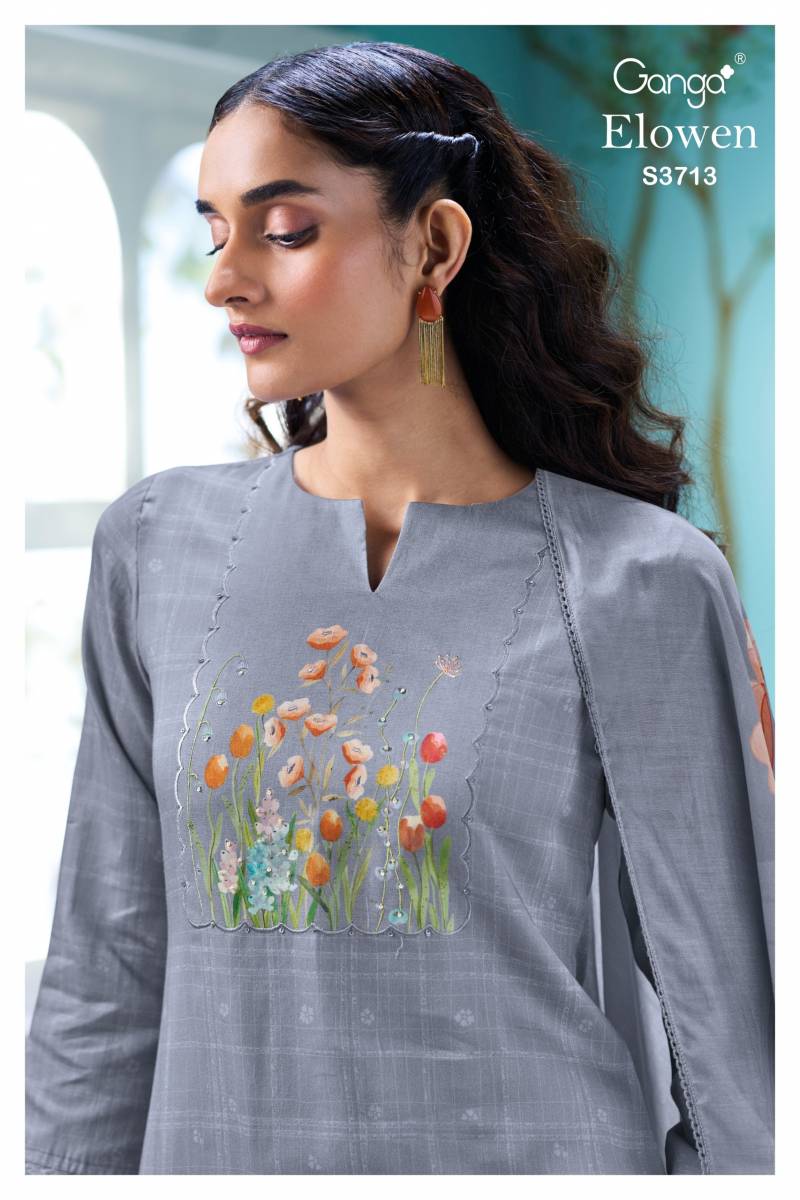 Ganga Elowen Cotton Satin Printed Salwar Kameez