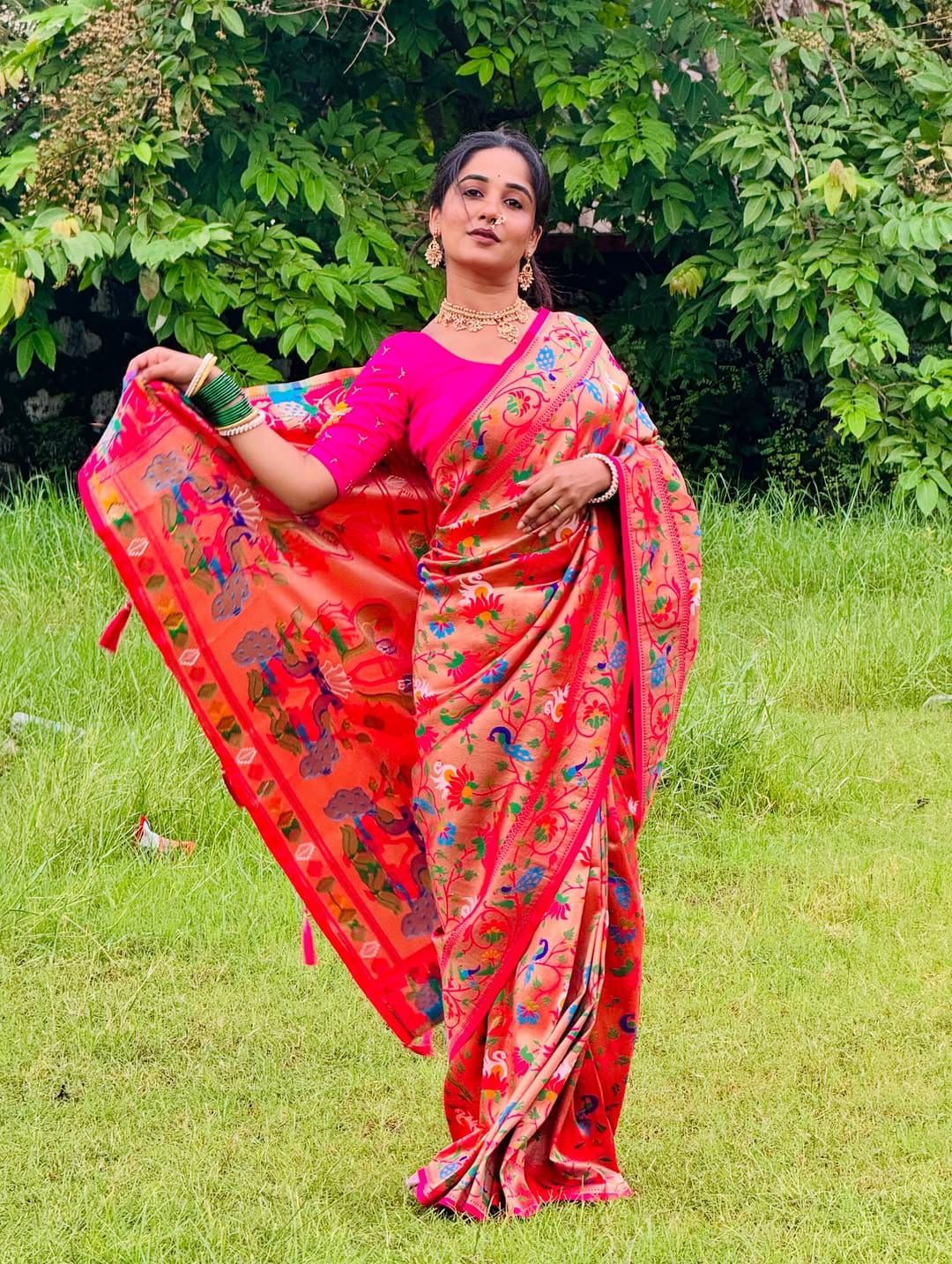 Lekha MN Kanjivaram Paithani Pethani Silk Meenakari Weaving Saree Collection