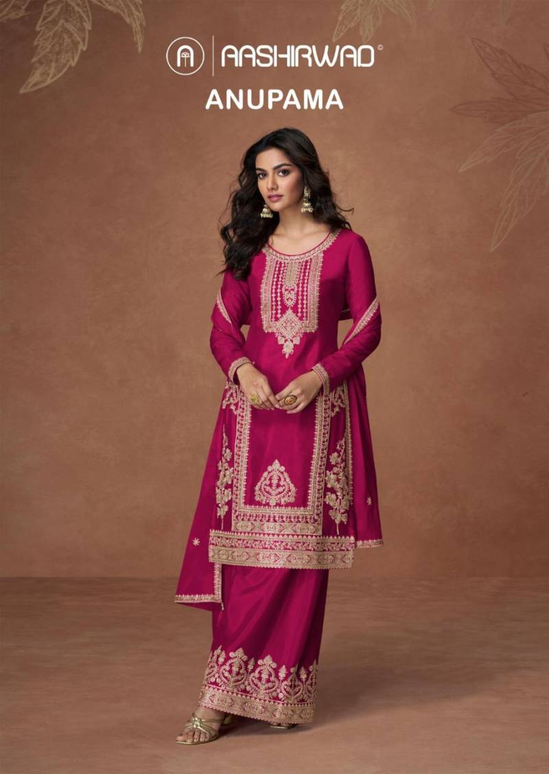 Aashirwad Anupama Chinon Silk Designer Salwar Kameez