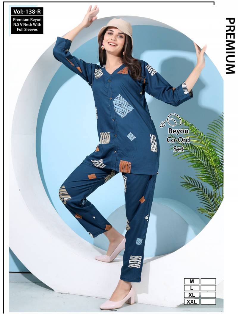 Summer Special Cord Set Vol Jc 138 R Rayon Printed Night Suits Collection