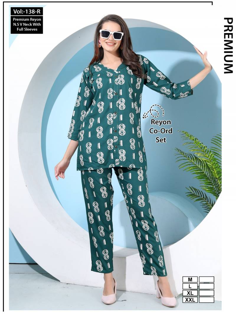Summer Special Cord Set Vol Jc 138 R Rayon Printed Night Suits Collection