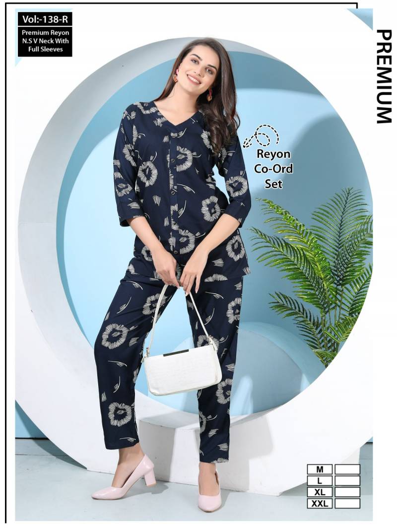 Summer Special Cord Set Vol Jc 138 R Rayon Printed Night Suits Collection