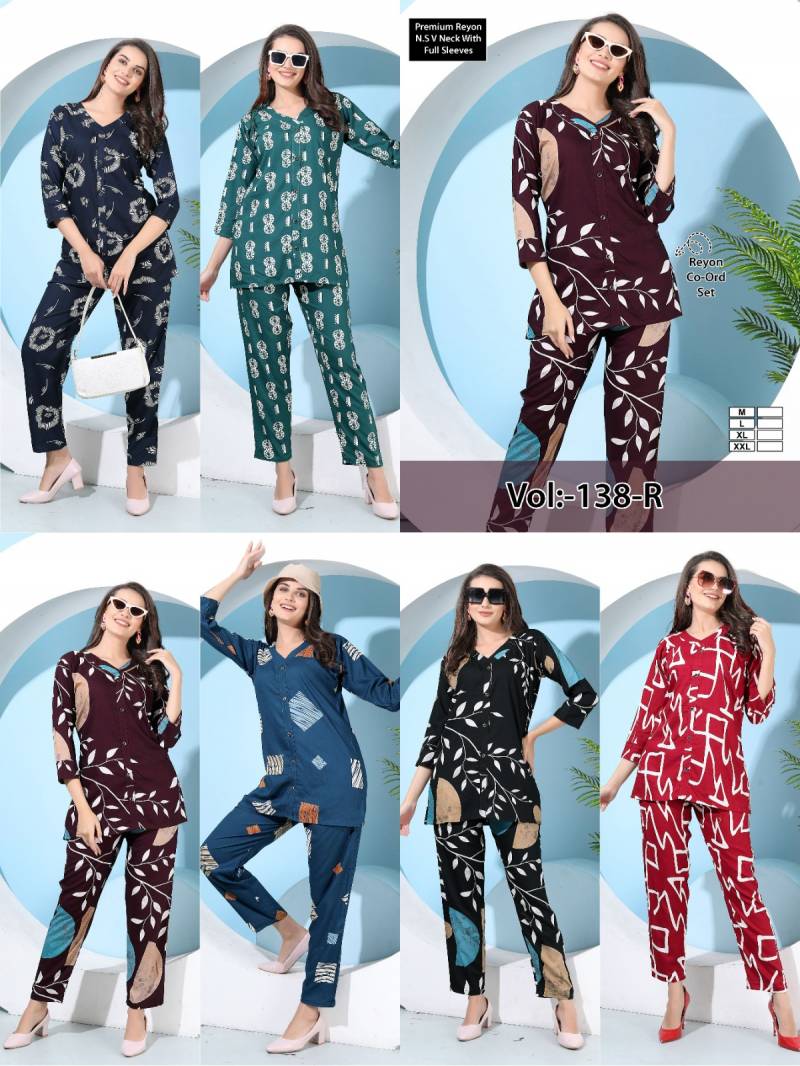 Summer Special Cord Set Vol Jc 138 R Rayon Printed Night Suits Collection