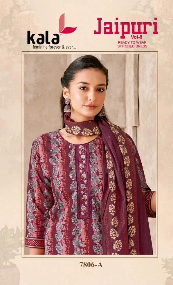 Kala Jaipuri Vol 8 Readymade Cotton Printed Kurti Set Collection