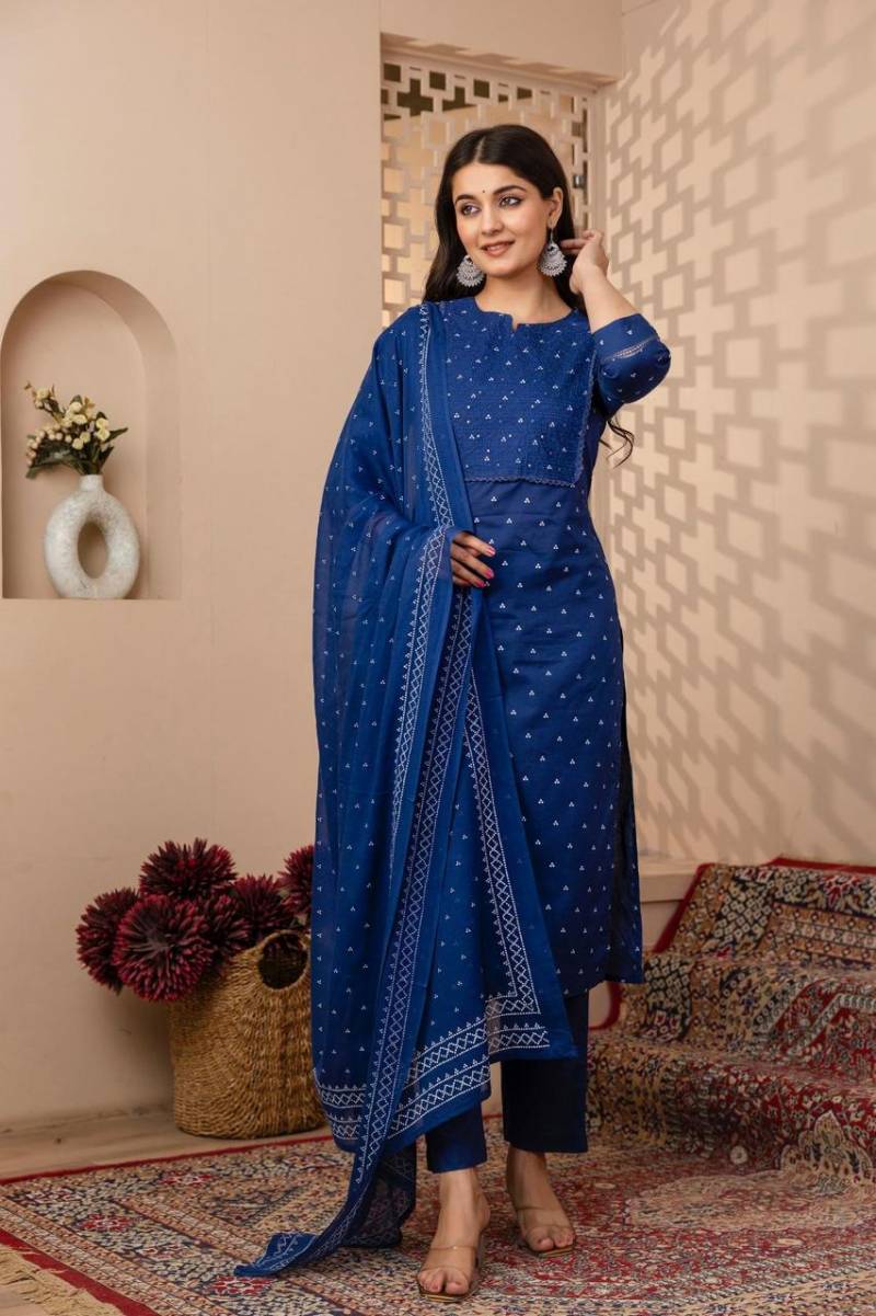 Naisha K 146 Cotton Kurti Bottom With Dupatta Collection