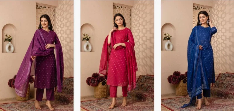 Naisha K 146 Cotton Kurti Bottom With Dupatta Collection
