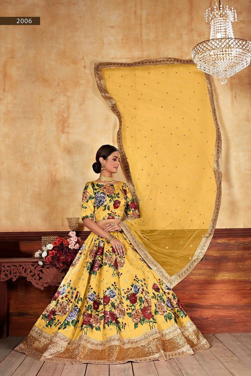 Aawiya Lishvaa Vol 1 SKU 2006 Yellow Art Silk Festive Wear Lehenga Choli
