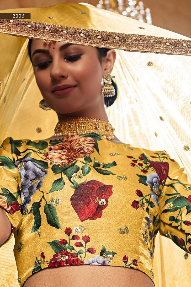 Aawiya Lishvaa Vol 1 SKU 2006 Yellow Art Silk Festive Wear Lehenga Choli