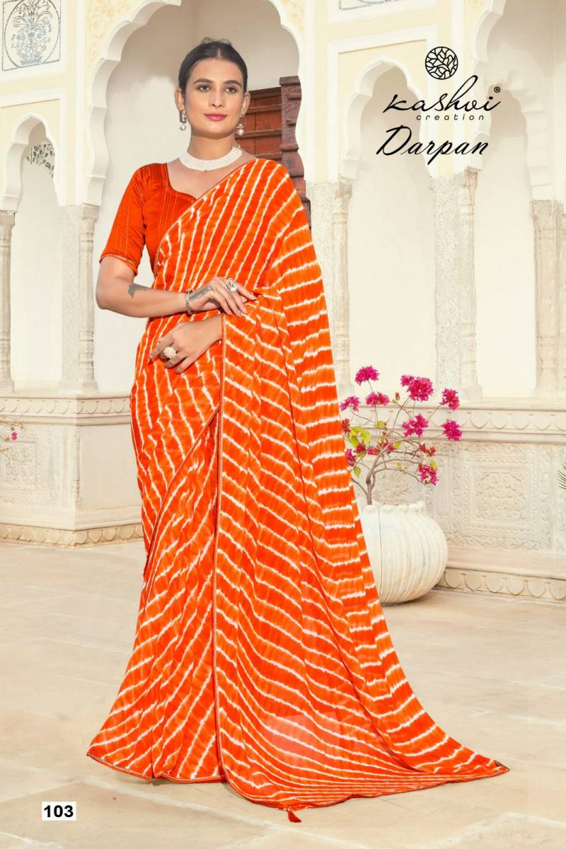 Kashvi Darpan Georgette Lehariya Printed Saree Collection