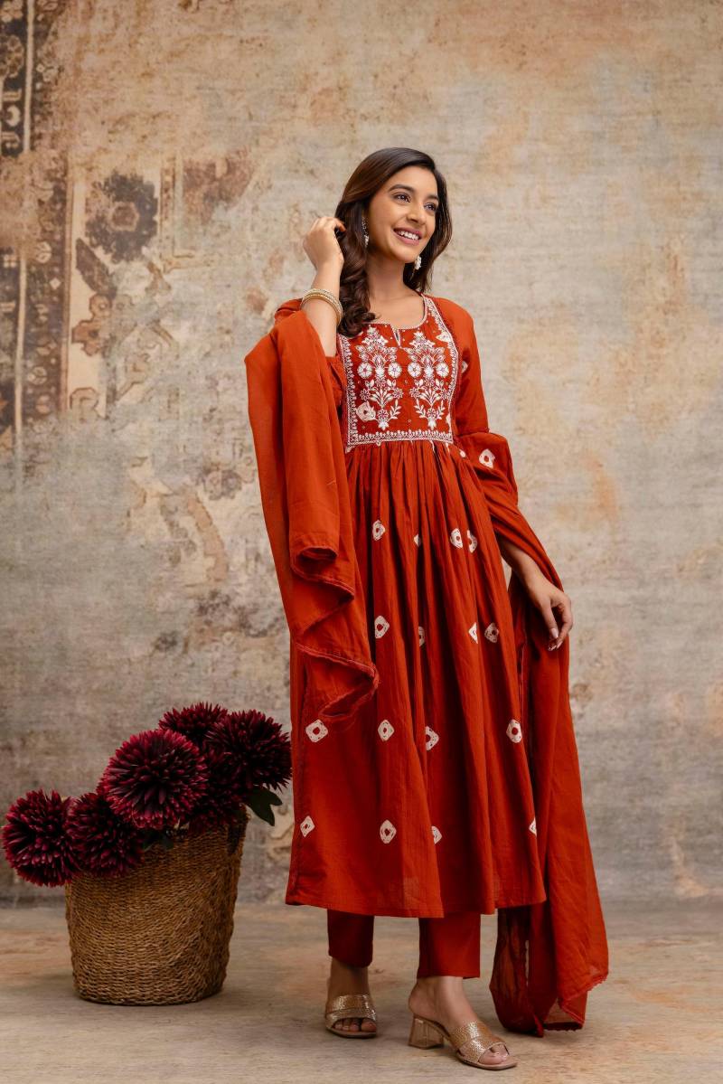 Naisha K 147 Cambric Cotton Bandhani Print Readymade Suit