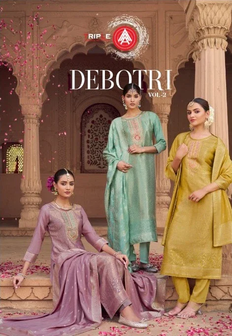 Triple Aaa Debotri Vol 2 Viscose Maslin Jacquard Dress Material